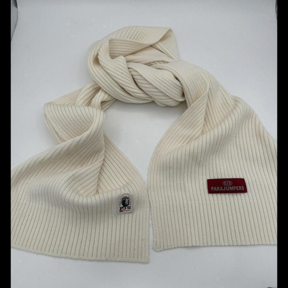 Parajumpers Wool Ribbed Knit Scarf Pelican Beige O/S